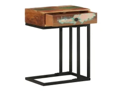 Mesa de apoio formato em U 45x30x61cm madeira recuperada maciça