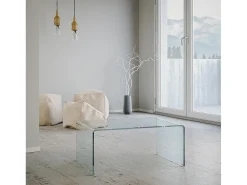 Mesa de apoio Galaxy em vidro curvado 80x45x35 cm