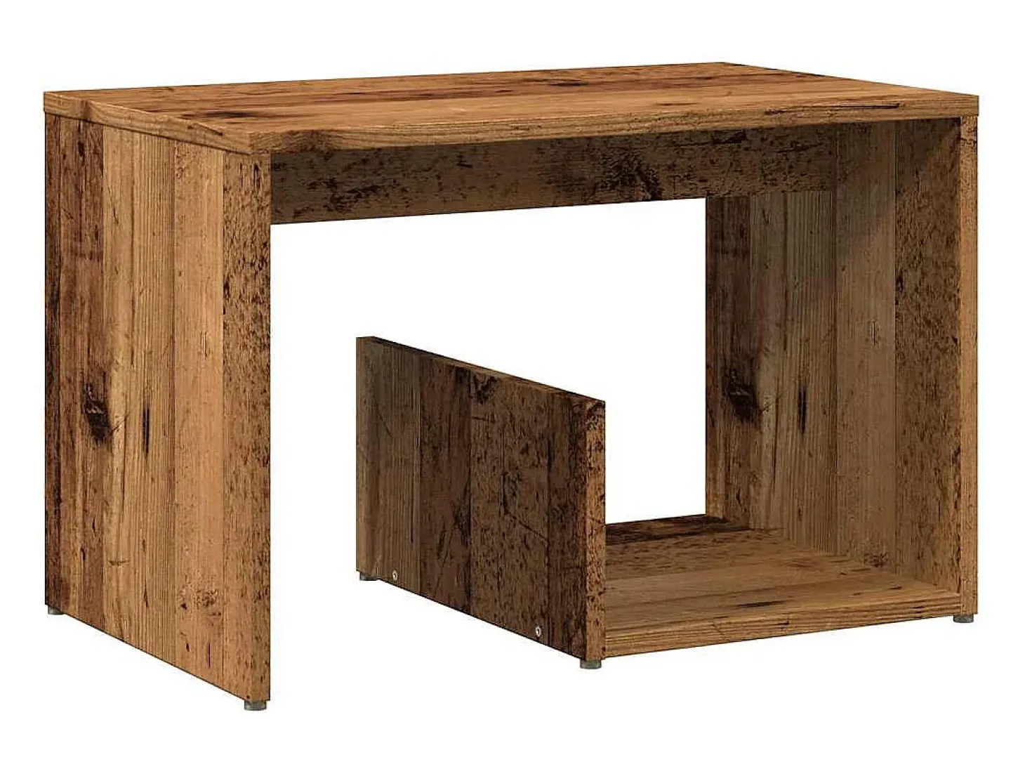 Mesa de apoio madeira velha 59x36x38 cm madeira trabalhada