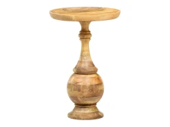 Mesa de apoio redonda 43x43x66 cm madeira de mangueira maciça