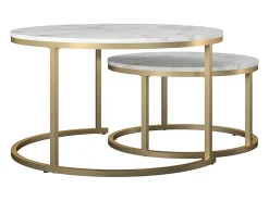 Mesa de apoio revestida a pó em metal amarelo