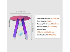 Mesa de Apoio SucceBuy Redonda Iridescente, Mesa de Apoio de Acrílico Transparente para Bebidas, Comida, Lanches na Sala, o Quarto