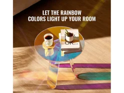 Mesa de Apoio SucceBuy Redonda Iridescente, Mesa de Apoio de Acrílico Transparente para Bebidas, Comida, Lanches na Sala, o Quarto