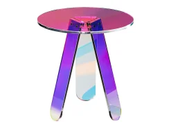 Mesa de Apoio SucceBuy Redonda Iridescente, Mesa de Apoio de Acrílico Transparente para Bebidas, Comida, Lanches na Sala, o Quarto