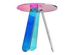 Mesa de Apoio SucceBuy Redonda Iridescente, Mesa de Apoio de Acrílico Transparente para Bebidas, Comida, Lanches na Sala, o Quarto
