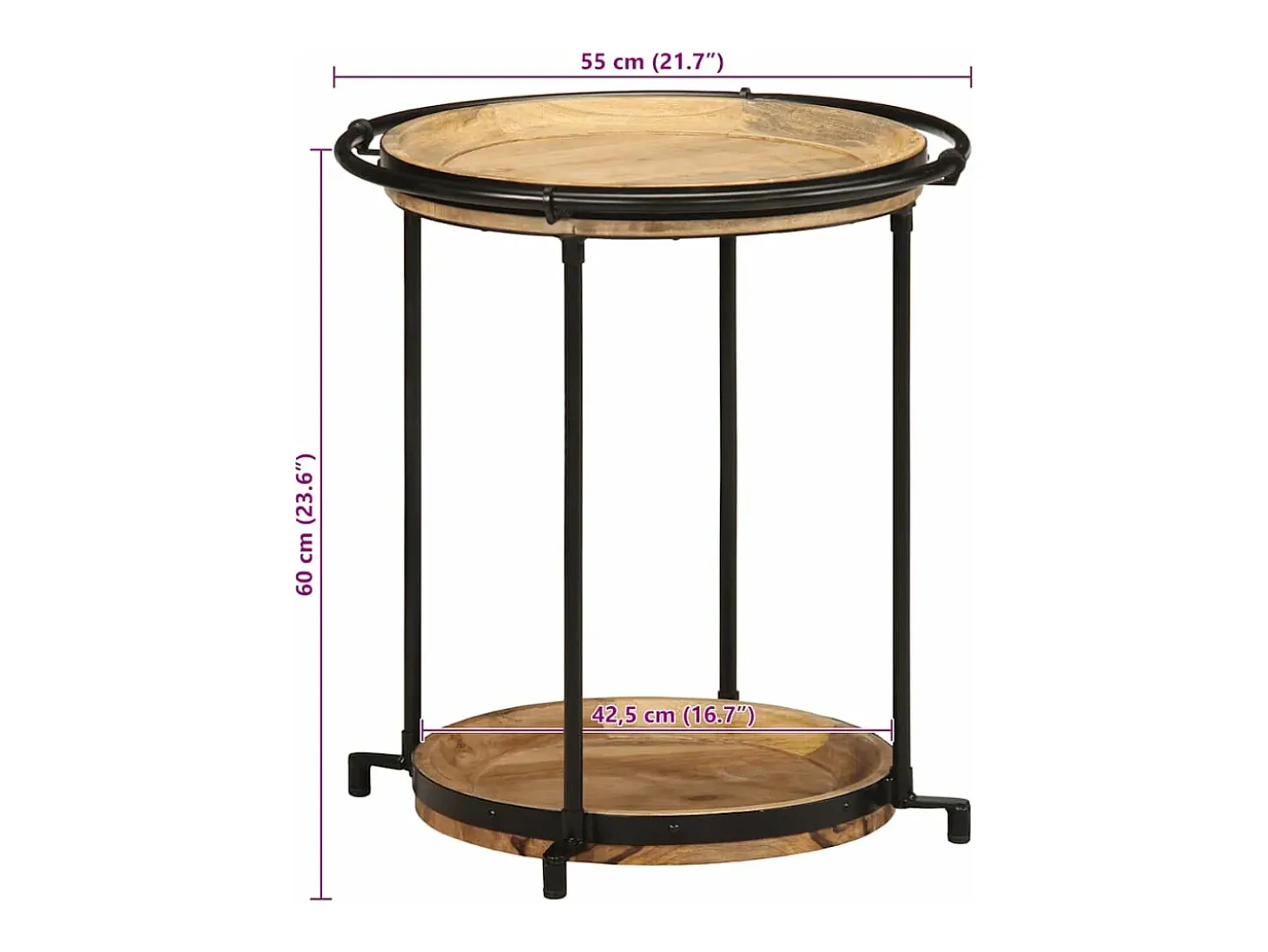 Mesa de apoio Ø55x60 cm madeira de mangueira maciça