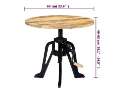 Mesa de apoio 60x(46-63) cm mangueira maciça e ferro fundido