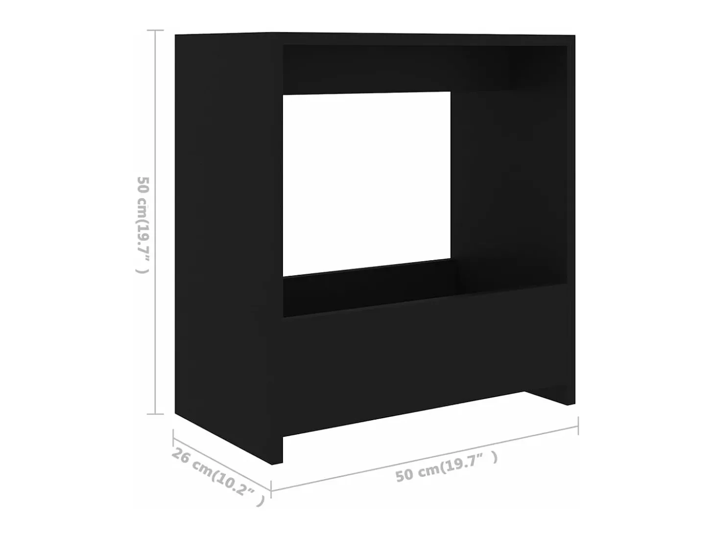 Mesa de apoio 50x26x50 cm derivados de madeira preto