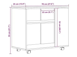Mesa de apoio 70x35x55 cm derivados madeira carvalho artisiano