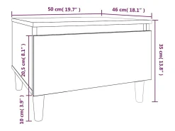 Mesa de apoio 50x46x35 cm derivados de madeira branco brilhante