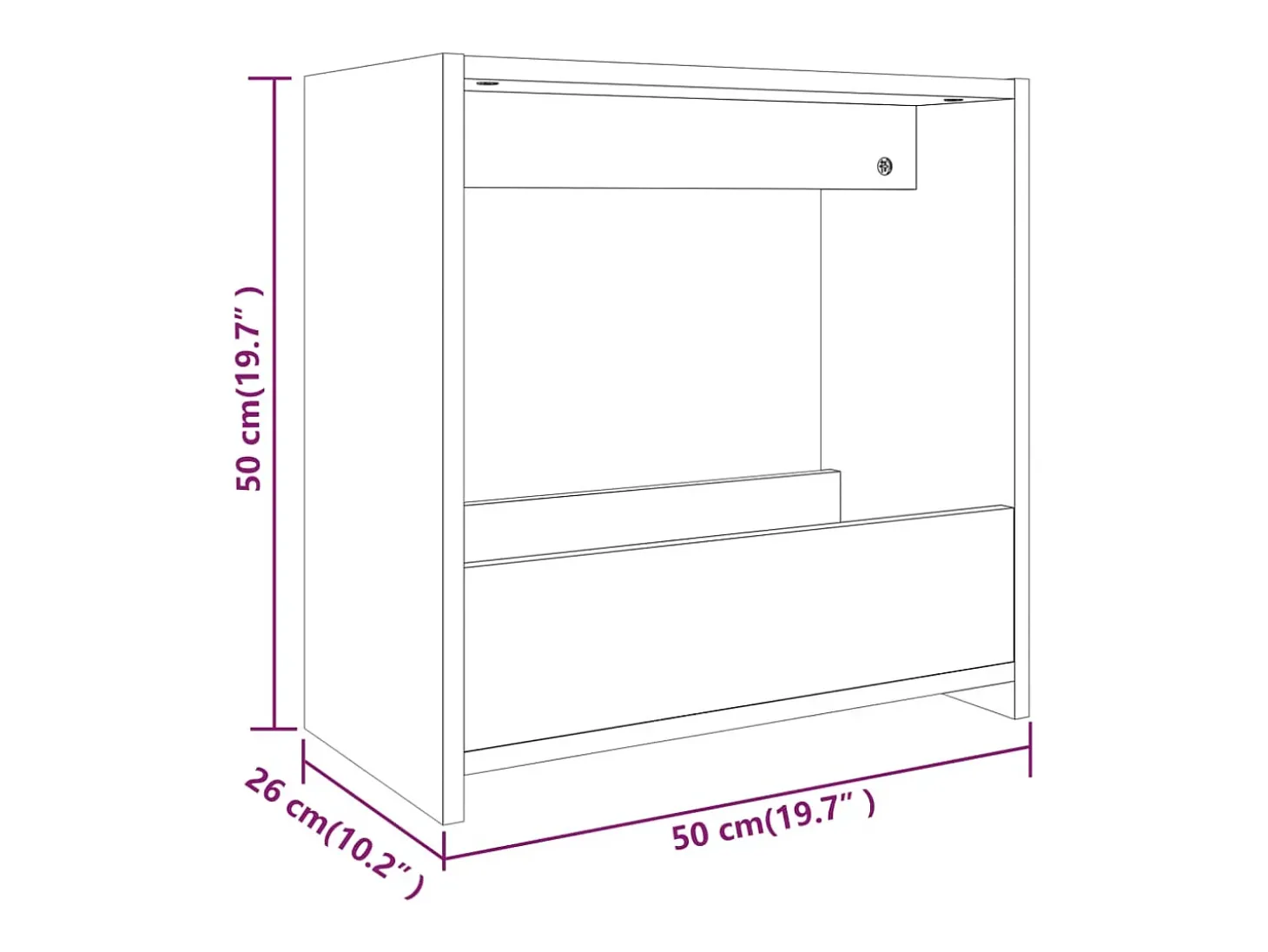 Mesa de apoio 50x26x50 cm derivados madeira carvalho castanho