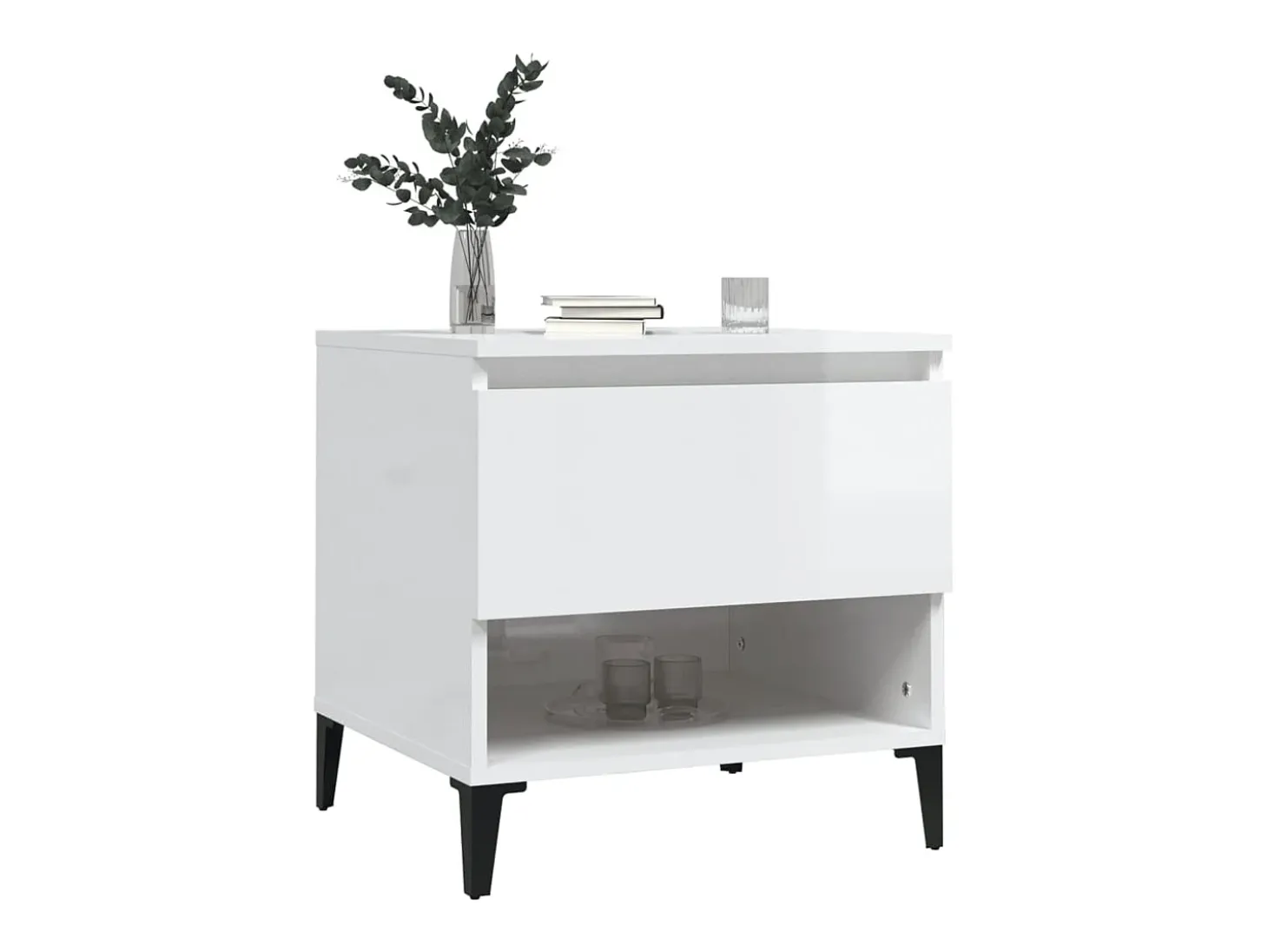 Mesa de apoio 50x46x50 cm derivados de madeira branco brilhante