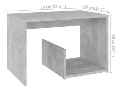 Mesa de apoio 59x36x38 cm derivados de madeira cinzento cimento