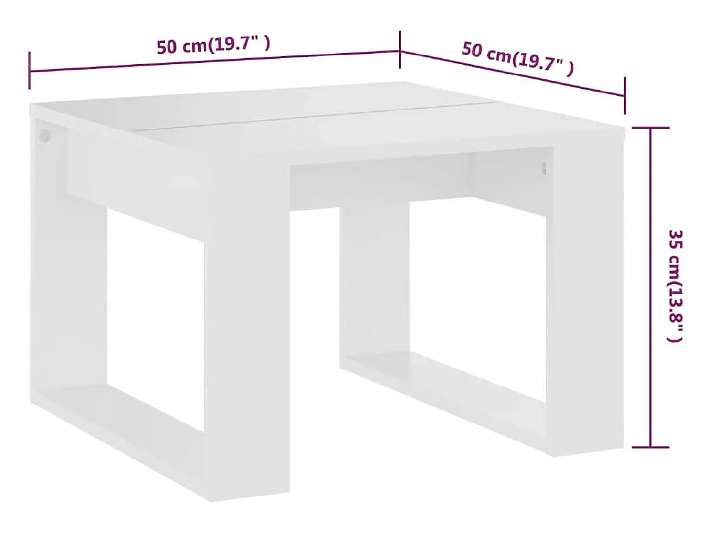 Mesa de apoio 50x50x35 cm derivados de madeira branco