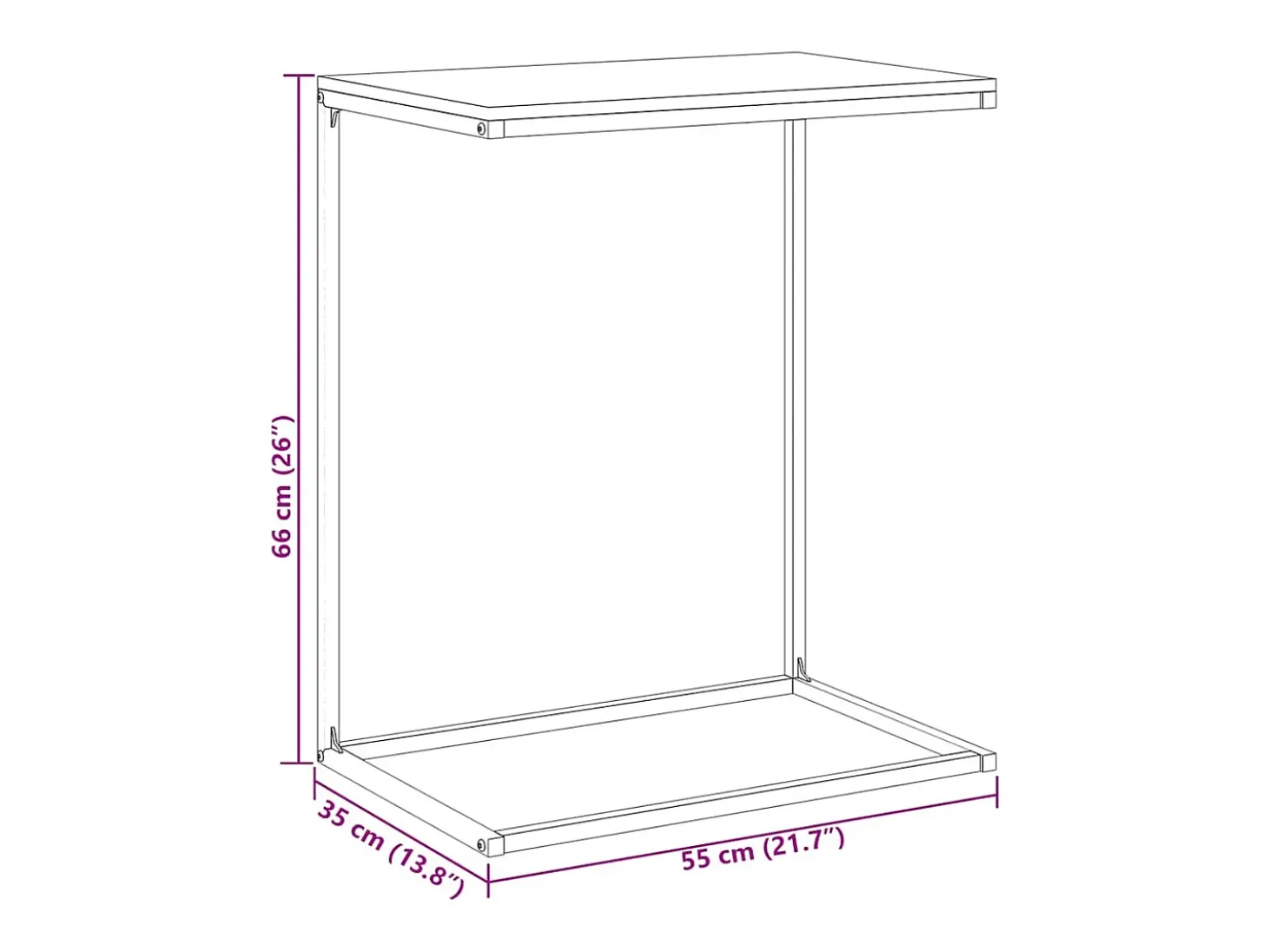 Mesa de apoio 55x35x66 cm derivados de madeira branco