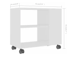 Mesa de apoio 70x35x55 cm madeira processada branco
