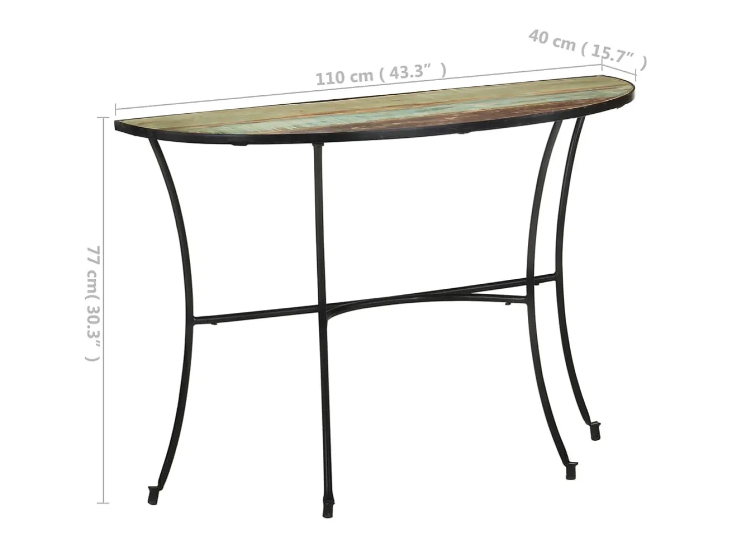 Mesa de apoio 110x40x77 cm madeira recuperada maciça