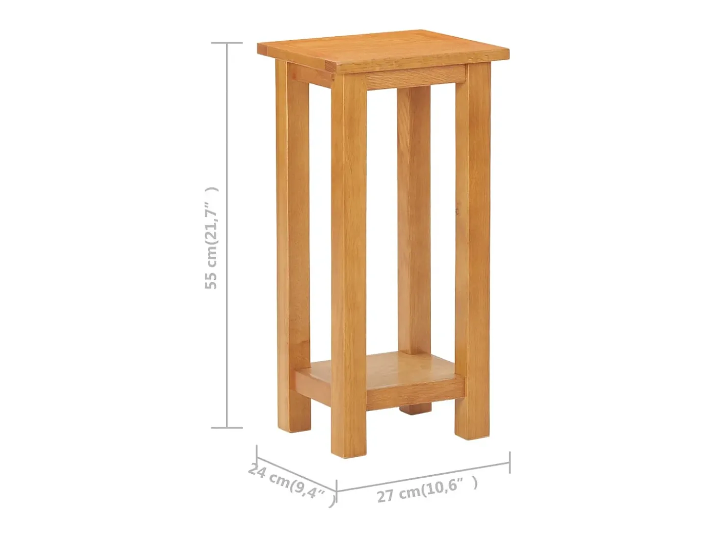 Mesa de apoio 27x24x55 cm madeira de carvalho maciça