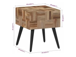 Mesa de apoio 40x40x45 cm madeira de teca recuperada maciça