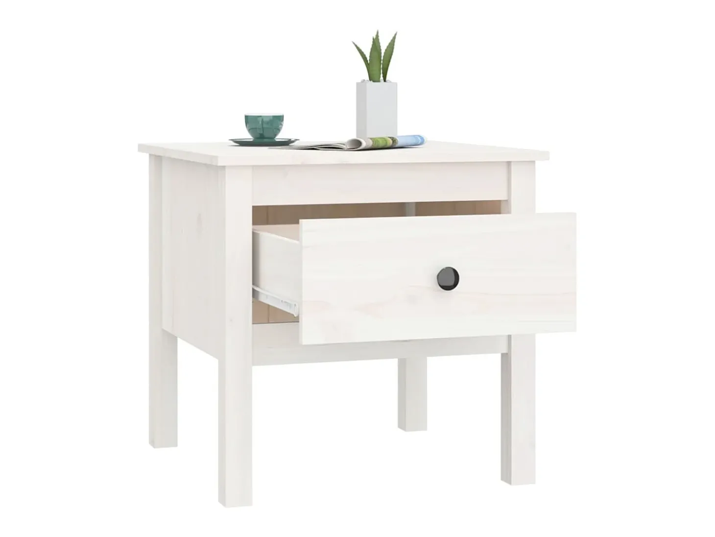 Mesa de apoio 50x50x49 cm pinho maciço Branco