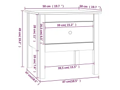 Mesa de apoio 50x50x49 cm pinho maciço Branco