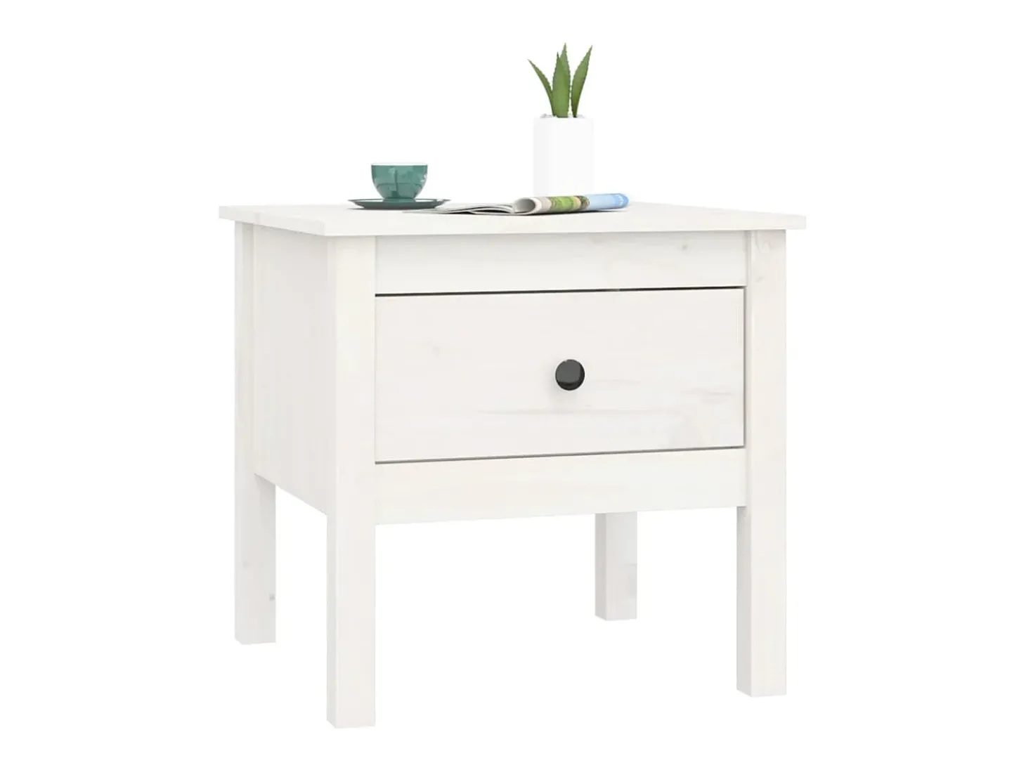 Mesa de apoio 50x50x49 cm pinho maciço Branco