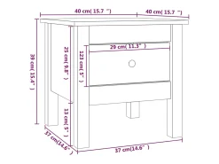 Mesa de apoio 40x40x39 cm pinho maciço Branco