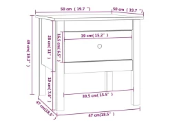Mesa de apoio 50x50x49 cm pinho maciço preto