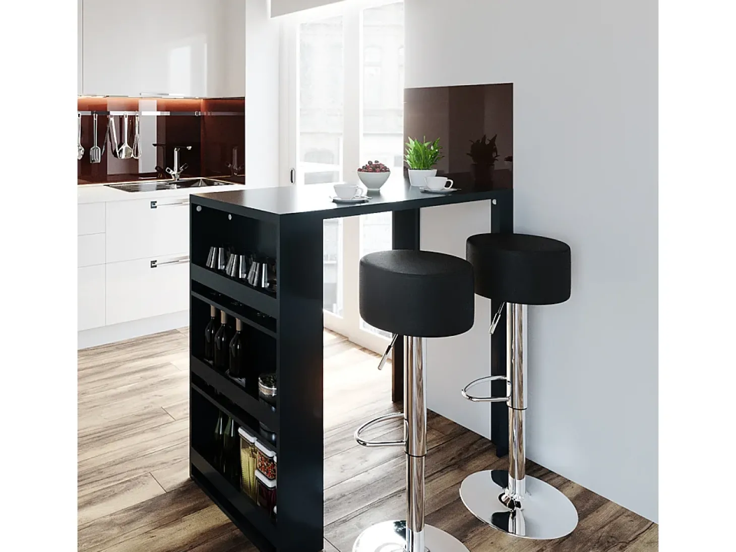 Mesa de bar antracite 57x117x106
