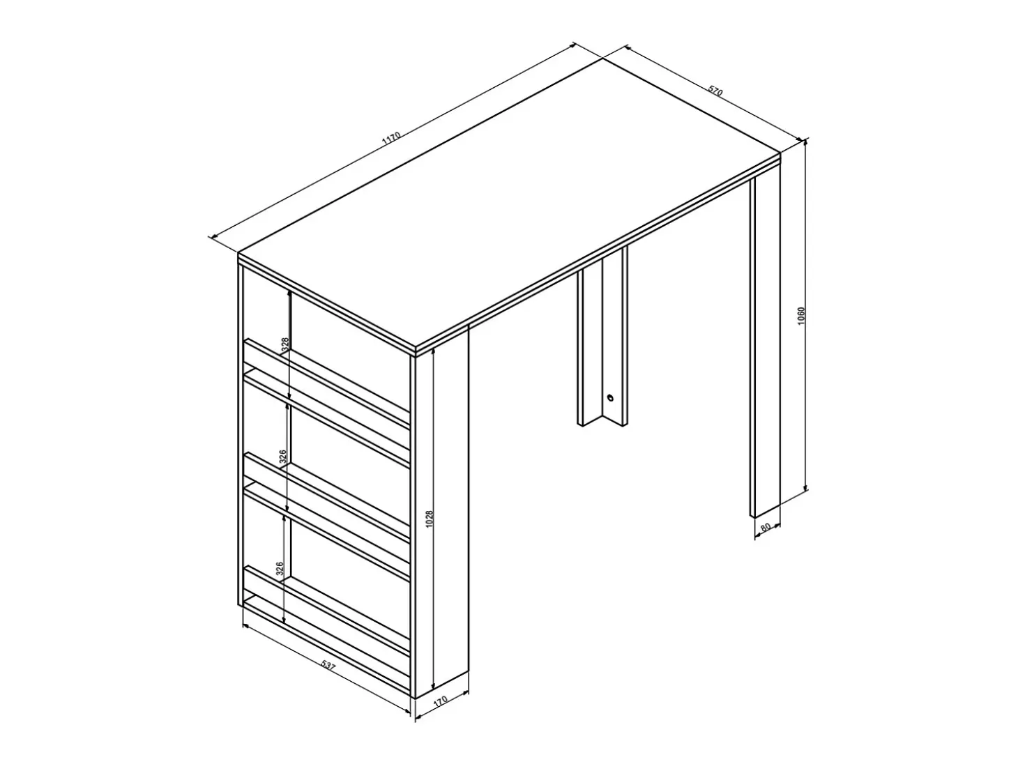 Mesa de bar antracite 57x117x106