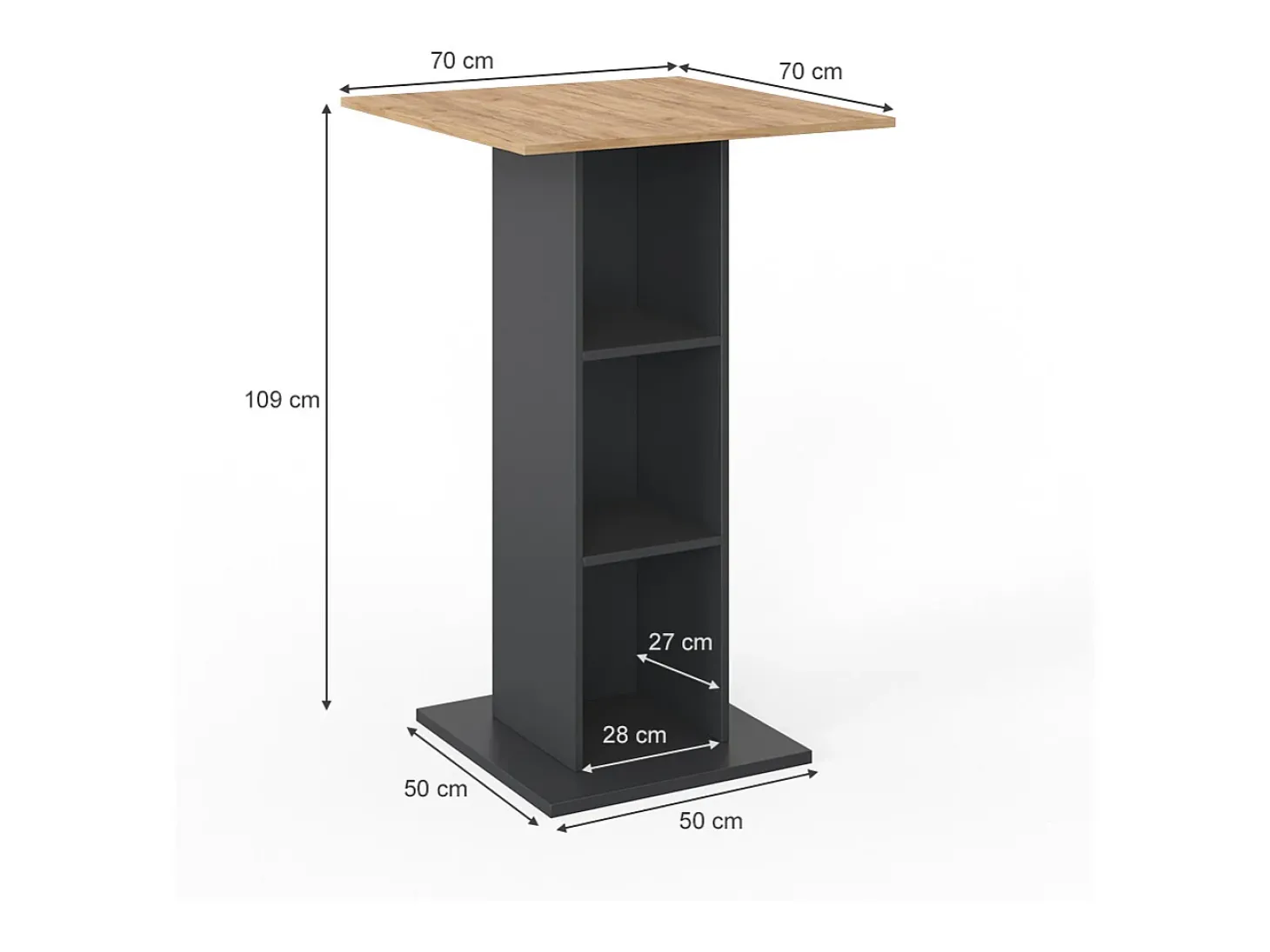 Mesa de bar antracite 70x70x109 rodeo