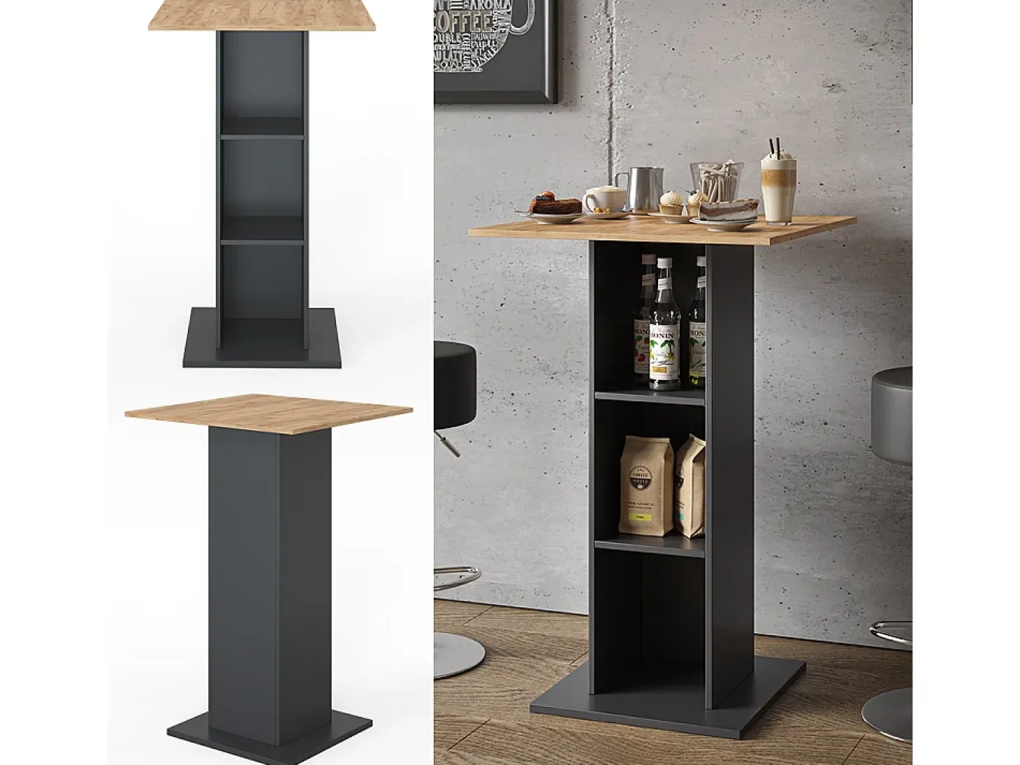 Mesa de bar antracite 70x70x109 rodeo