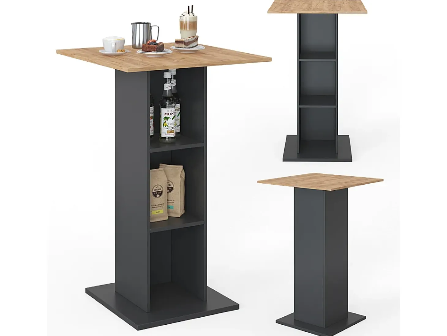 Mesa de bar antracite 70x70x109 rodeo