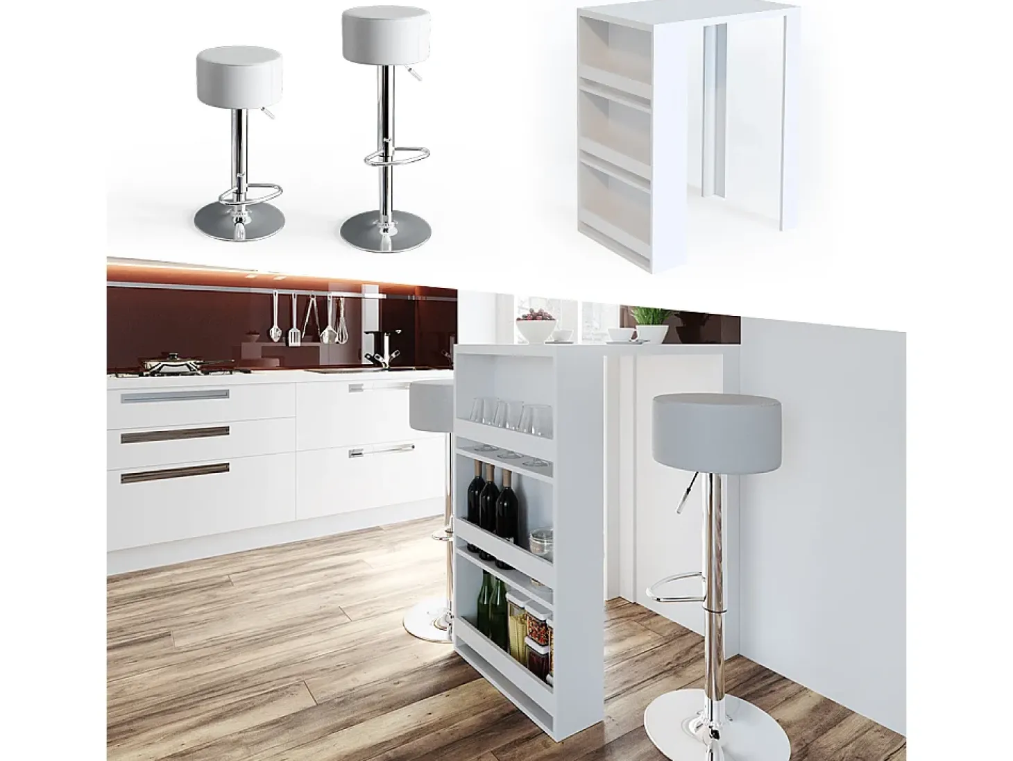 Mesa de bar branco 57x80x106