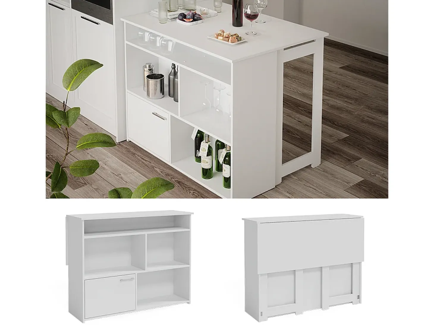 Mesa de bar branco 116x37x90.5 dominic