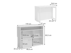 Mesa de bar branco 116x37x90.5 dominic