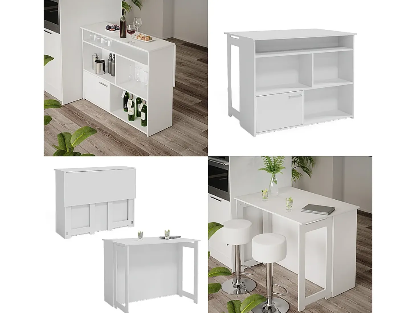 Mesa de bar branco 116x37x90.5 dominic