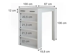 Mesa de bar branco 67x100x106 repose
