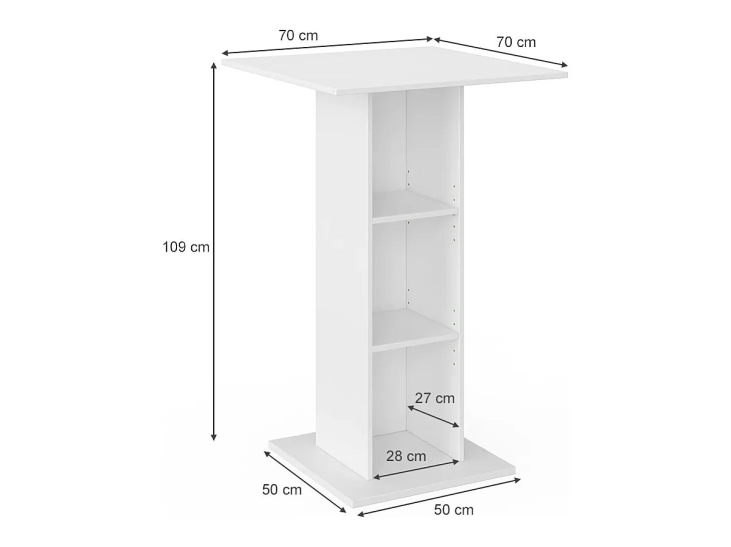 Mesa de bar branco 70x70x109 rodeo