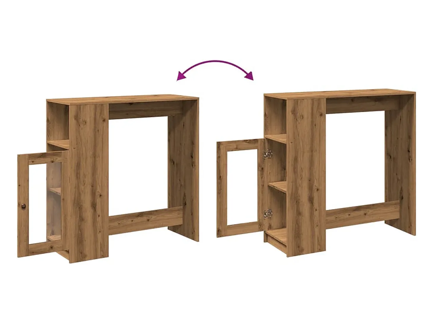 Mesa de bar c/ prateleiras derivados madeira carvalho artisiano