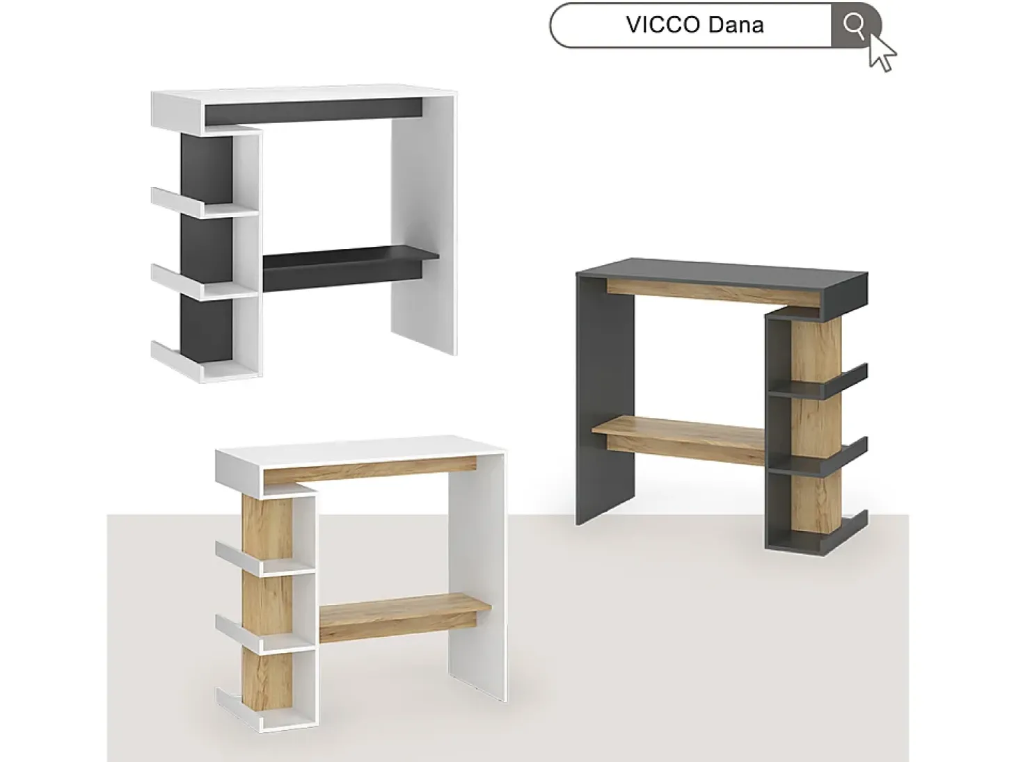 Mesa de bar carvalho antracite/goldkraft 108x50x103 dana