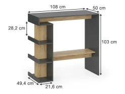 Mesa de bar carvalho antracite/goldkraft 108x50x103 dana