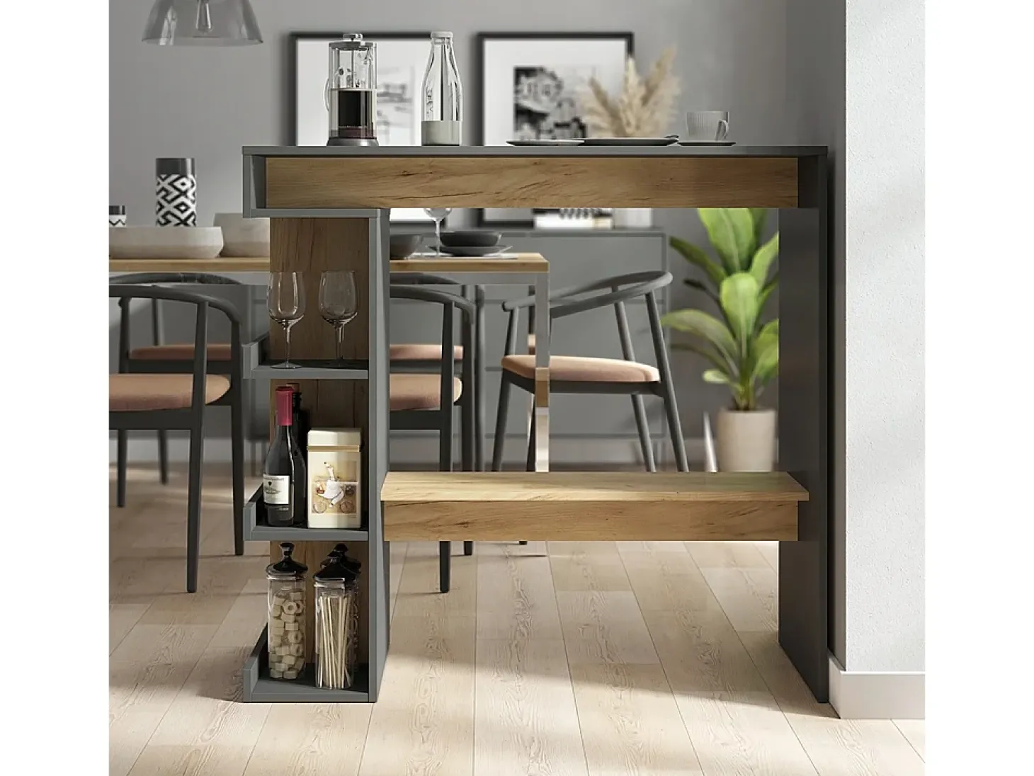 Mesa de bar carvalho antracite/goldkraft 108x50x103 dana