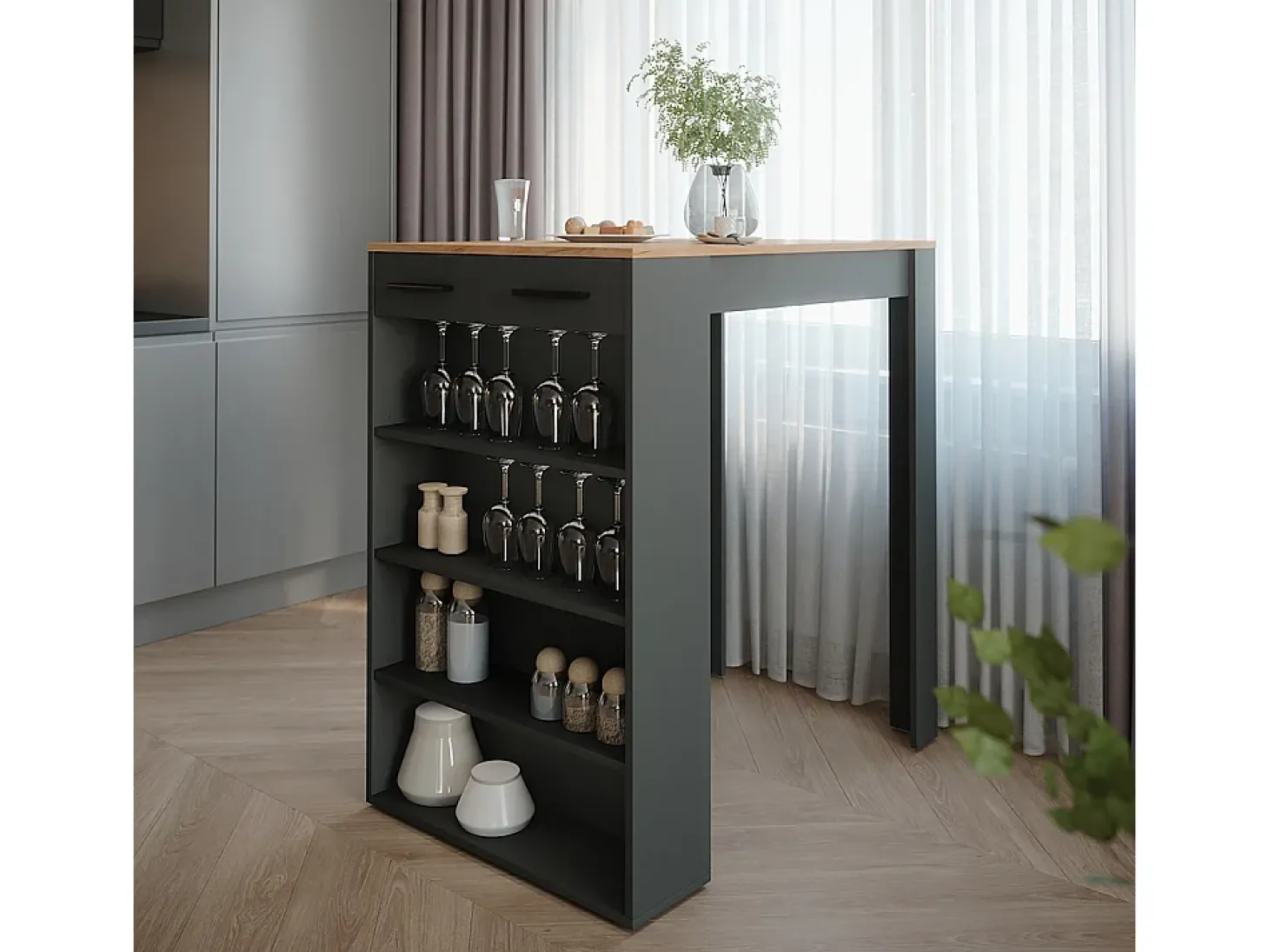 Mesa de bar carvalho goldkraft/antracite 67x100x106 repose