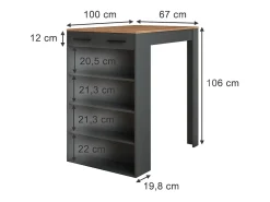 Mesa de bar carvalho goldkraft/antracite 67x100x106 repose