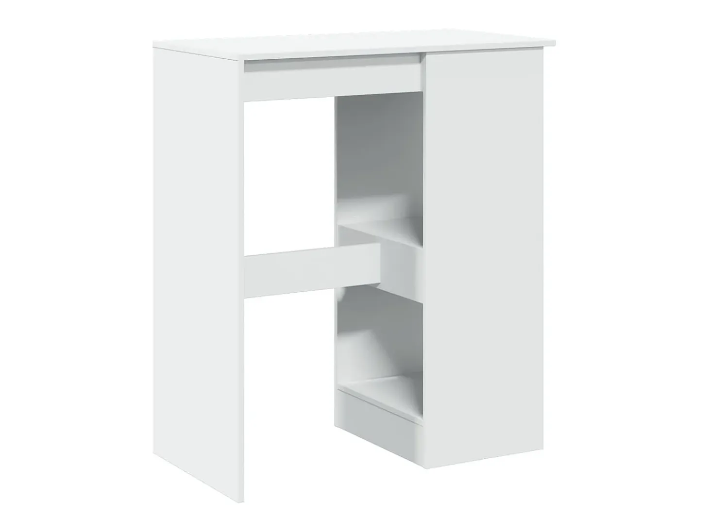 Mesa de bar com prateleiras derivados de madeira branco