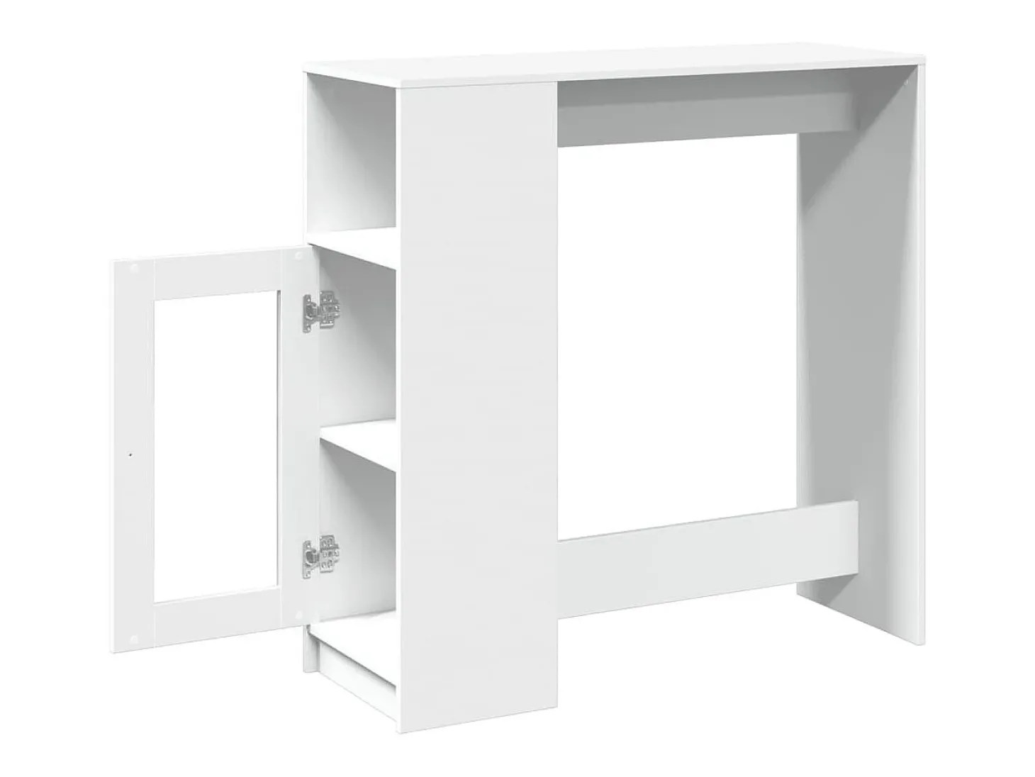 Mesa de bar com prateleiras derivados de madeira branco