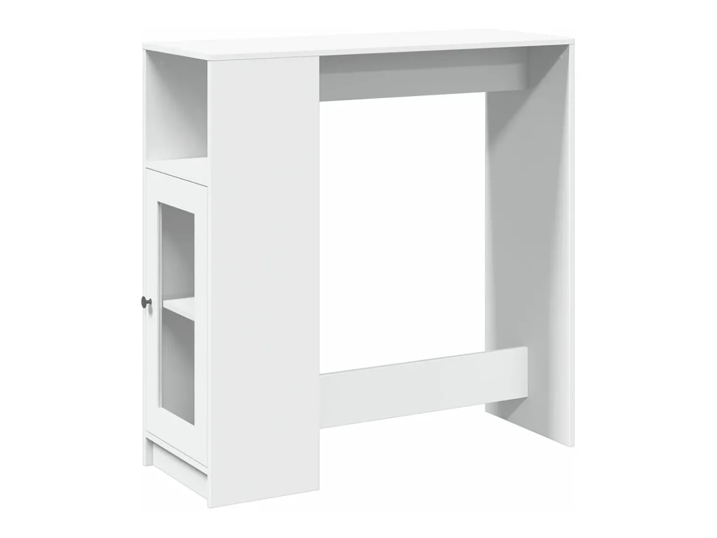 Mesa de bar com prateleiras derivados de madeira branco