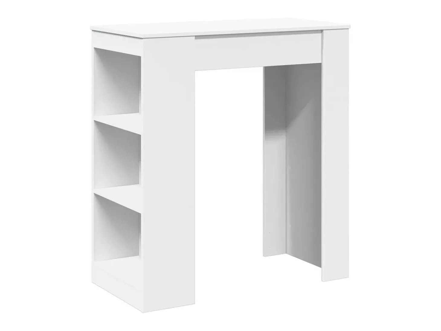 Mesa de bar com prateleiras derivados de madeira branco