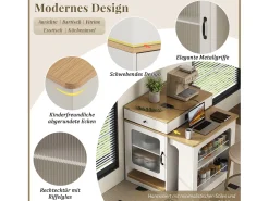 Mesa de bar extensível com tampo removível - 80 x 71/111/151 x 92 cm - com porta + gaveta - MDF + vidro - branco + natural